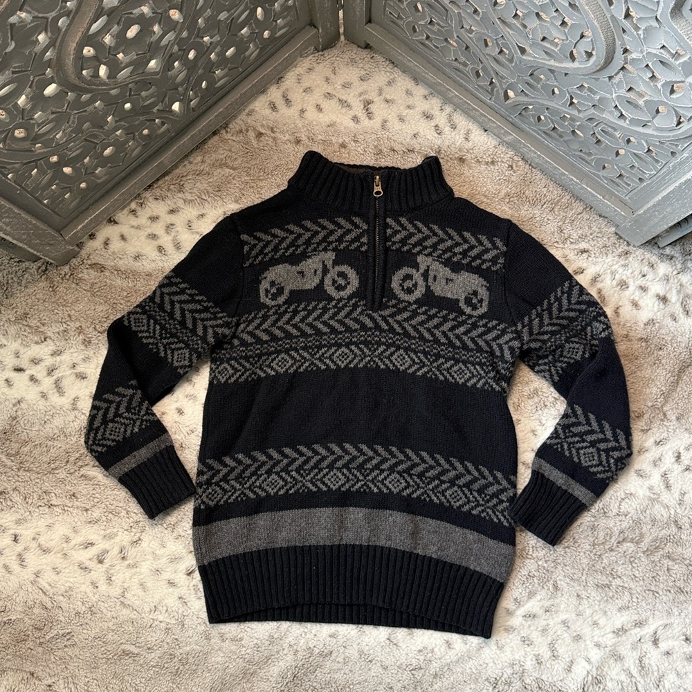 GAP Kids mock neck half zip sweater boys small motorcycle biker Kidcore winter